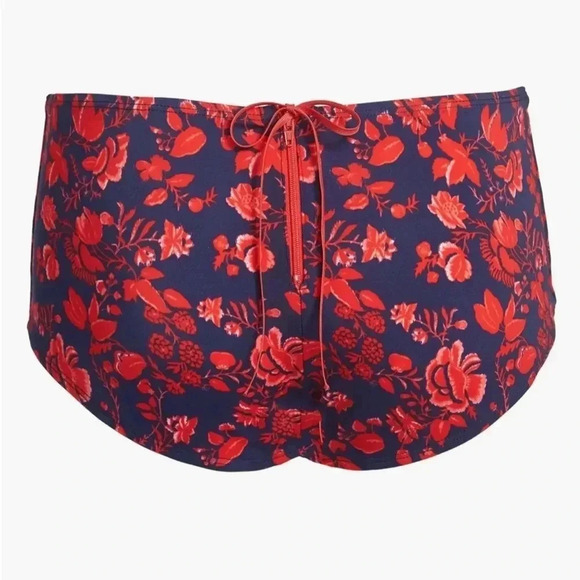 Pret-a-Surf Retro Halter Two Piece Bikini Bathing Suit in Red Blue Floral Toile - Picture 5 of 11